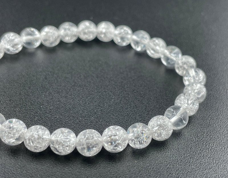 Crackle Quarz Armband mit 6mm großen Perlen auf elastischem Band