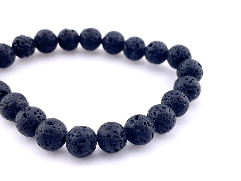 Lava - Stein Armband mit mm großen Perlen auf elastischem Band