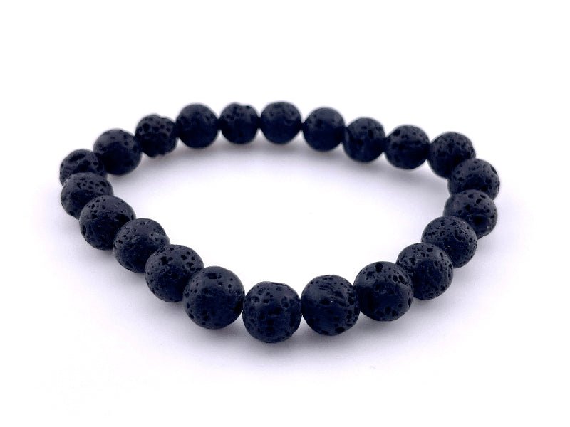 Lava - Stein Armband elastisch, 8mm perlen, ideal für Männer und Frauen, getragen auf Handgelenk