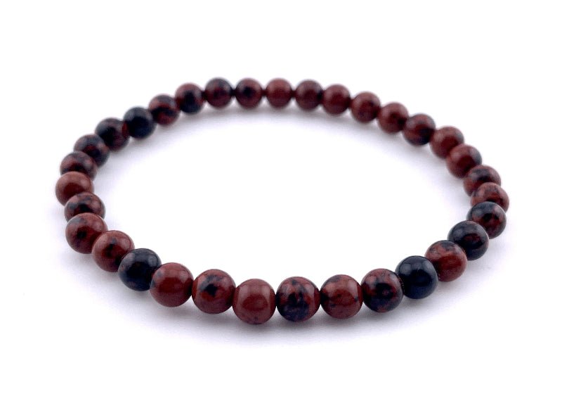 Mahagoni - Obsidian Armband elastisch, 6mm perlen, getragen auf handgelenk, ideal für männer und frauen