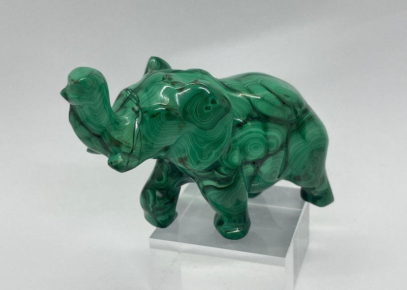 Handgeschnitzter Malachit Elefant aus D.R. Kongo