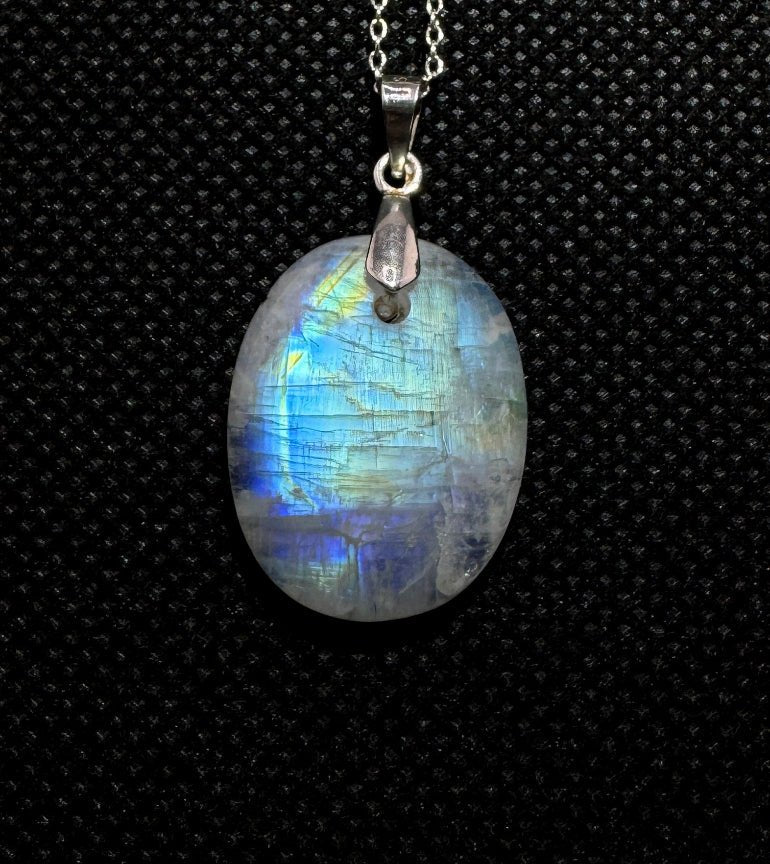 Mondstein Anhänger mit viel Flash SIlber