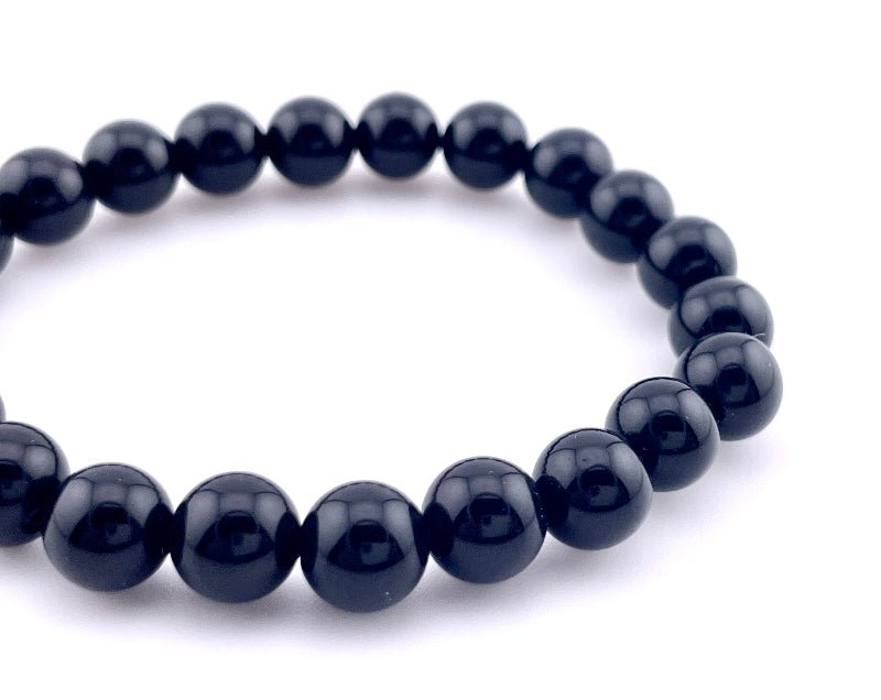 Obsidian Armband mit 8mm großen Perlen auf elastischem Band