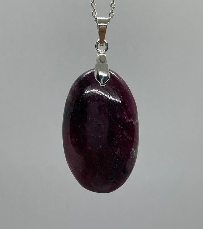 Rubin Anhänger, Silber 925 – tiefroter Edelstein, Ovaler Form