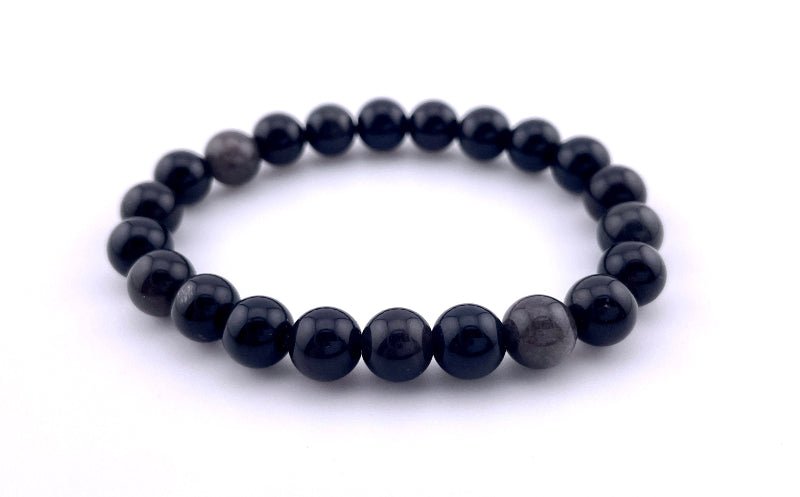 Silberobsidian Armband echt, elastisch, 6mm perlen, getragen für schutz, ideal für männer und frauen