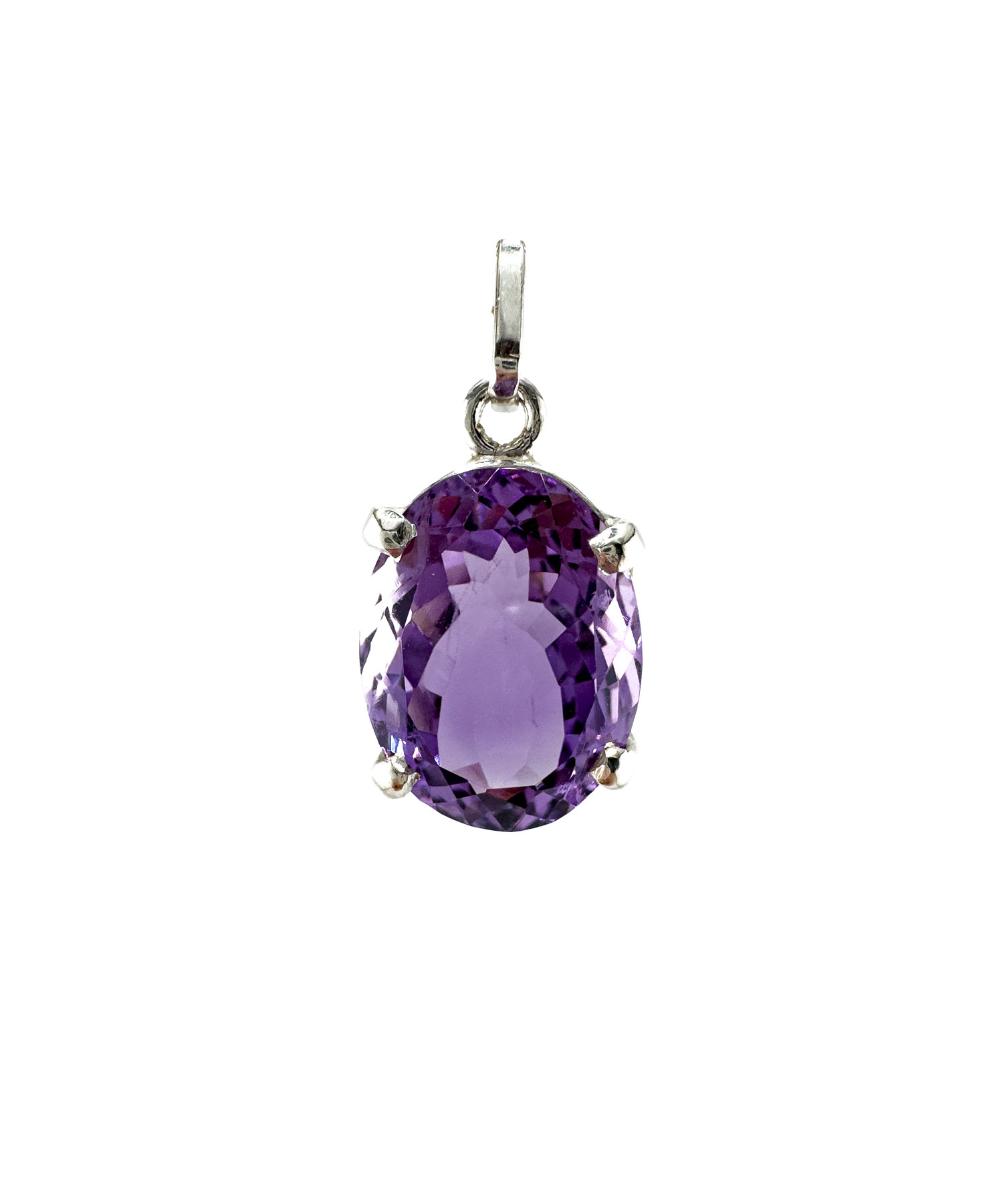 Amethyst Anhänger Silber 925 mit violettem Edelstein Frontansicht