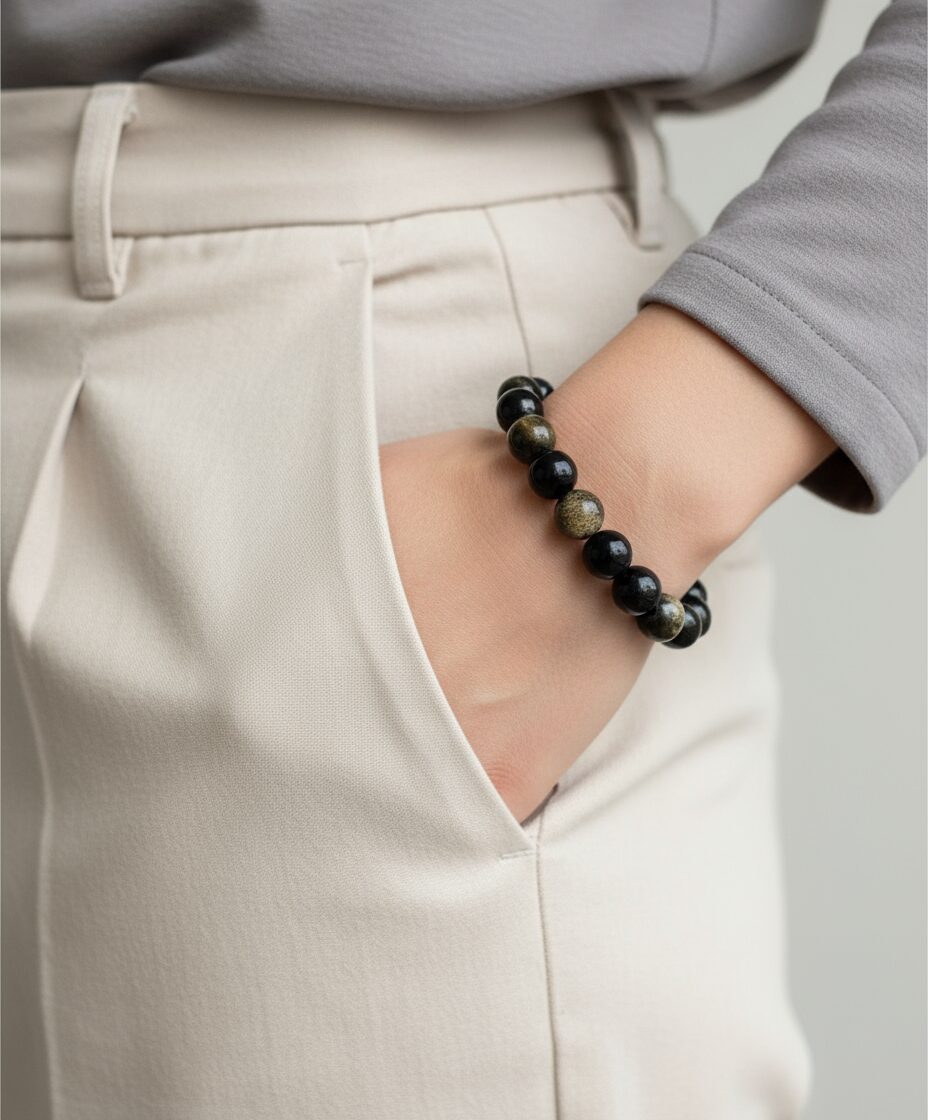 Goldobsidian Armband getragen – Schutz- & Energie Schmuck für Alltag & Meditation