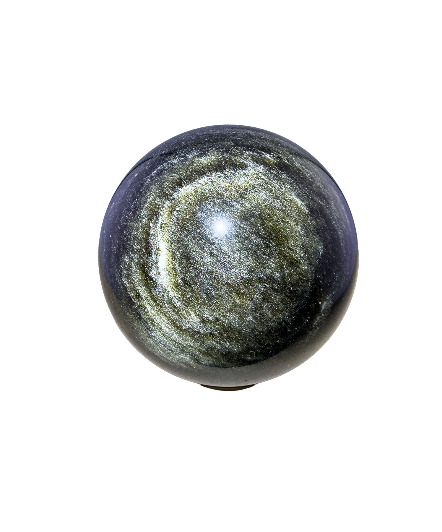 Goldobsidian Kugel mit goldenen Akzenten