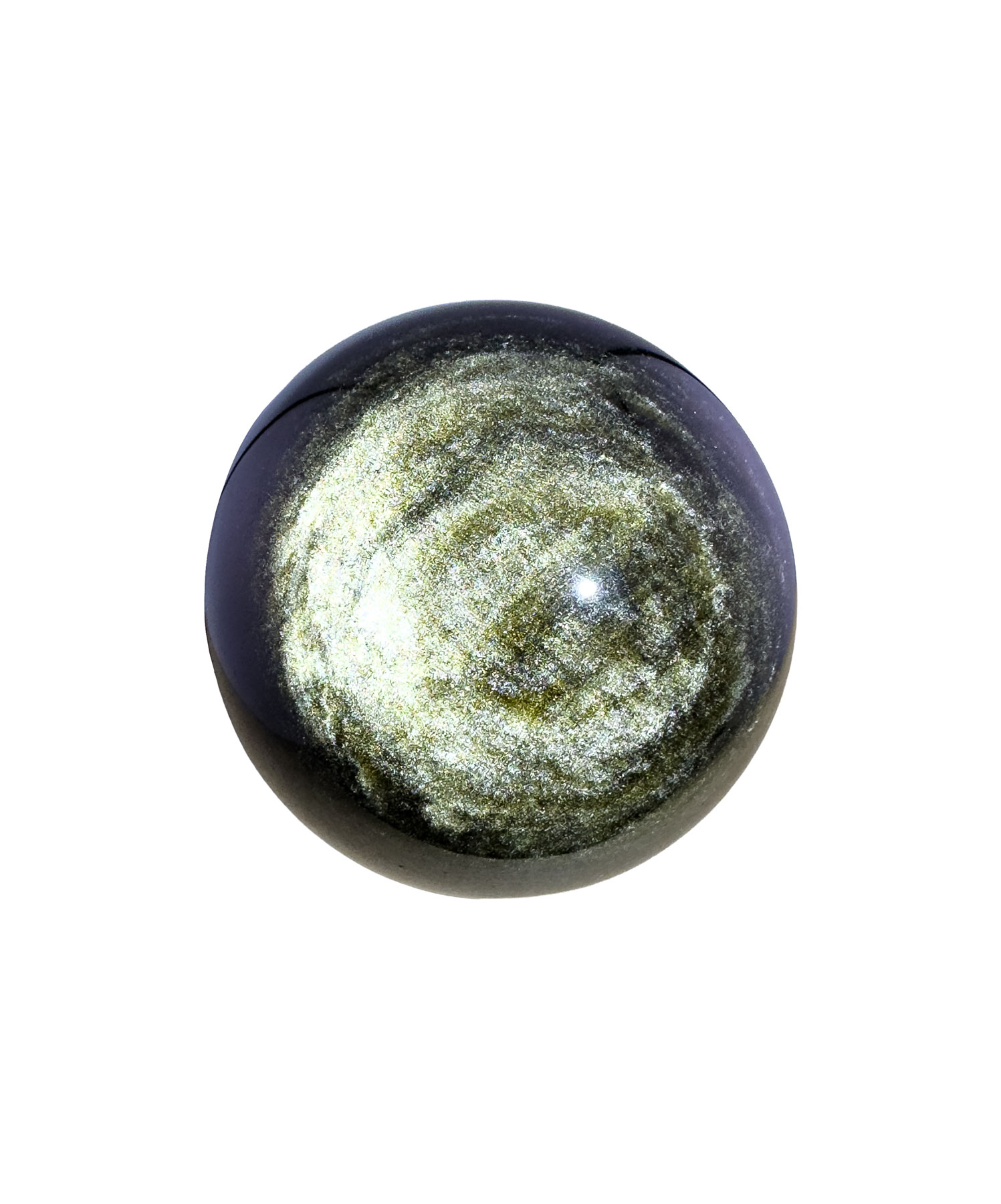 Goldobsidian Kugel polierte Oberfläche mit goldenem Lichtspiel