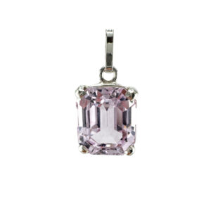 Kunzit Anhänger Silber 925 rosa Edelstein Frontansicht