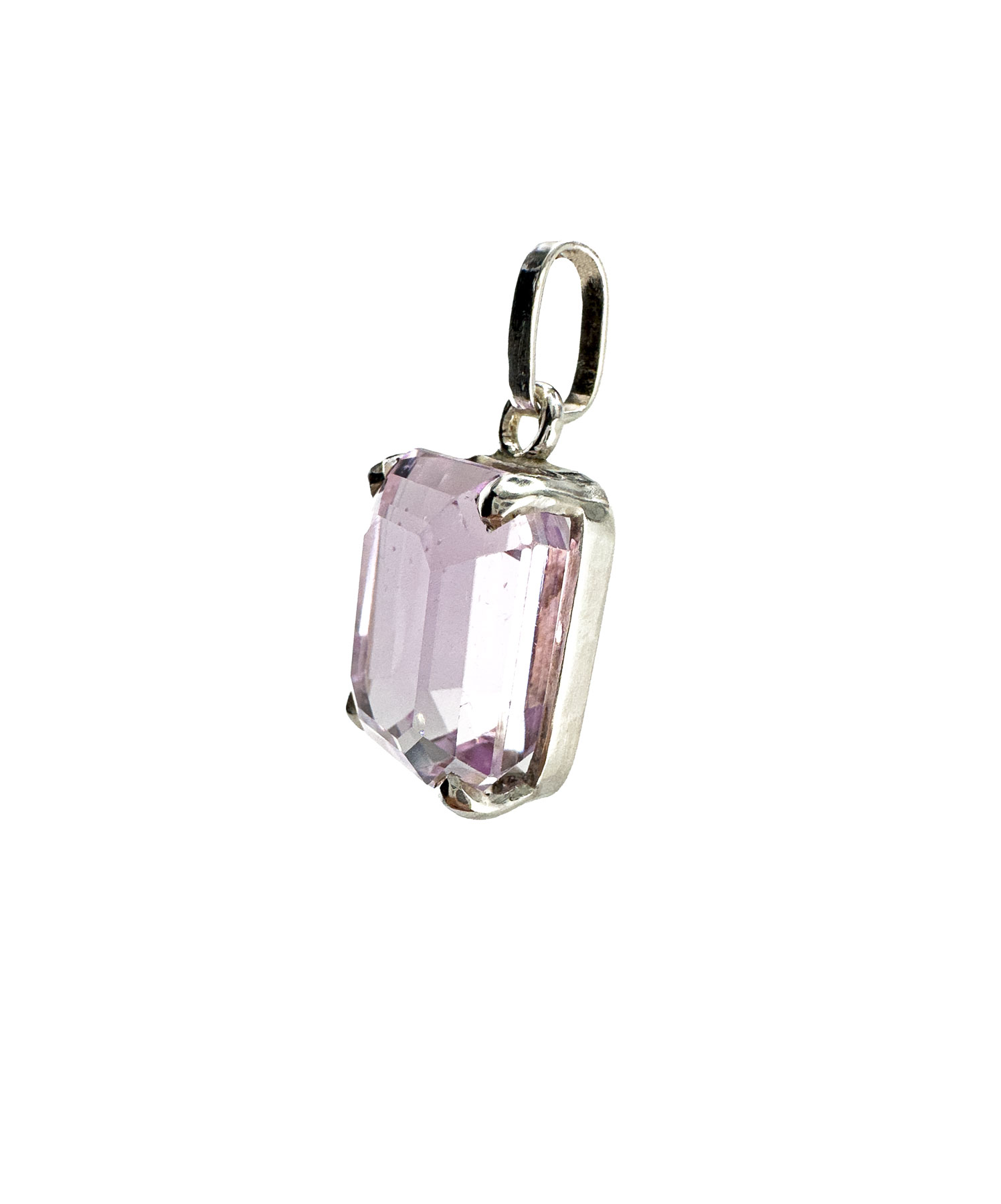 Kunzit Silber Anhänger – funkelnder Edelstein in Facettenschliff
