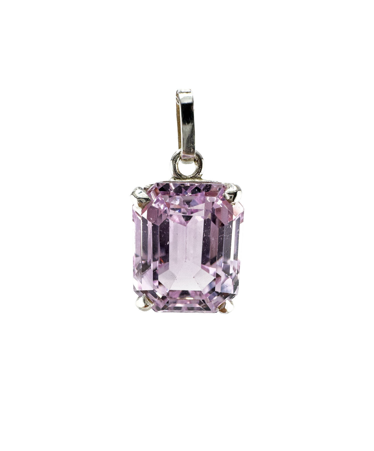 Facettierter Kunzit Anhänger – Rosa Edelstein in Sterling Silber