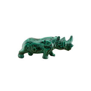 Nashorn aus Malachit Edelstein – Deko Figur aus grünem Malachit