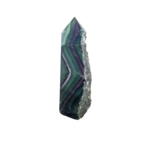 Regenbogen-Fluorit Spitze Edelstein grün violett poliert