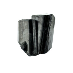 Schwarzer Turmalin Rohstein – Kristallstruktur im Detail