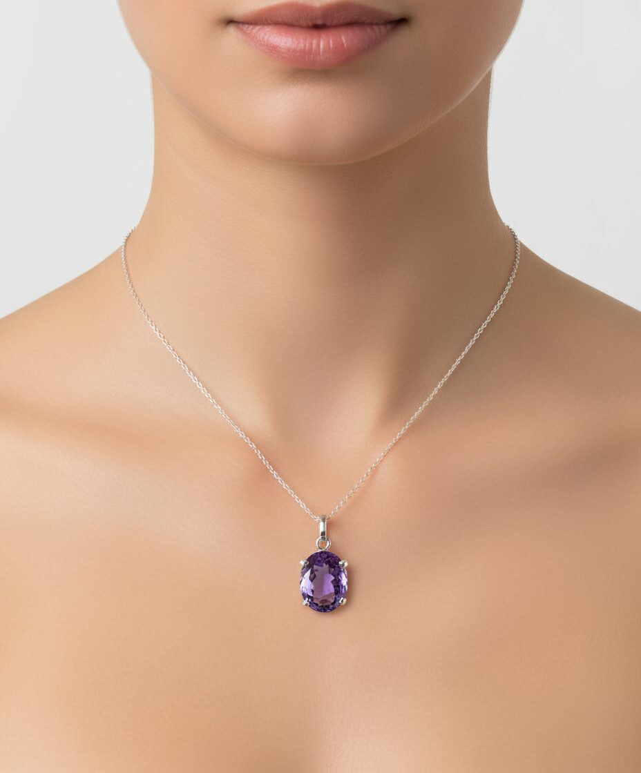Amethyst Anhänger Silber – Facettierter violetter Edelstein für Meditation