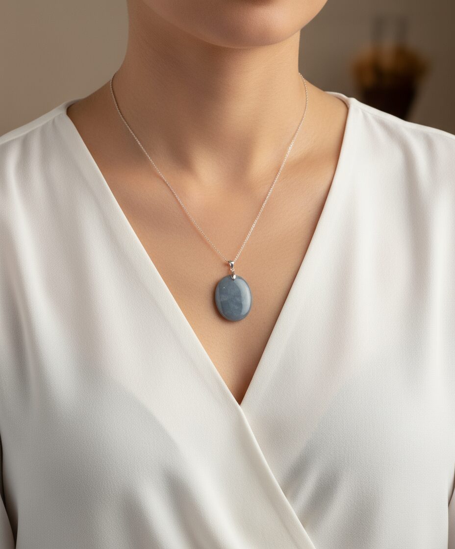 Angelit Anhänger Silber 925 – Edelstein-Schmuck für innere Ruhe