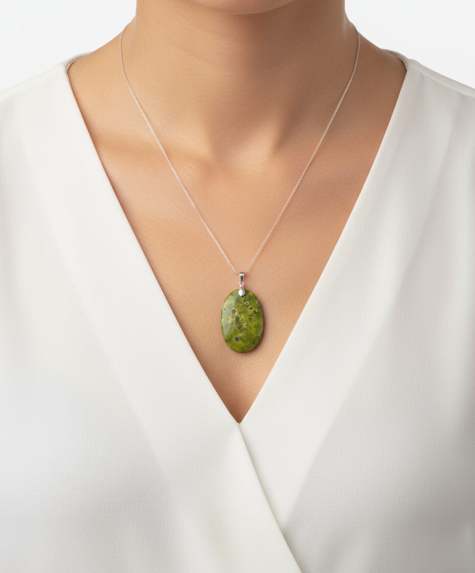 Atlantisit Anhänger Silber 925 – spiritueller Schmuckstein für Herzenergie