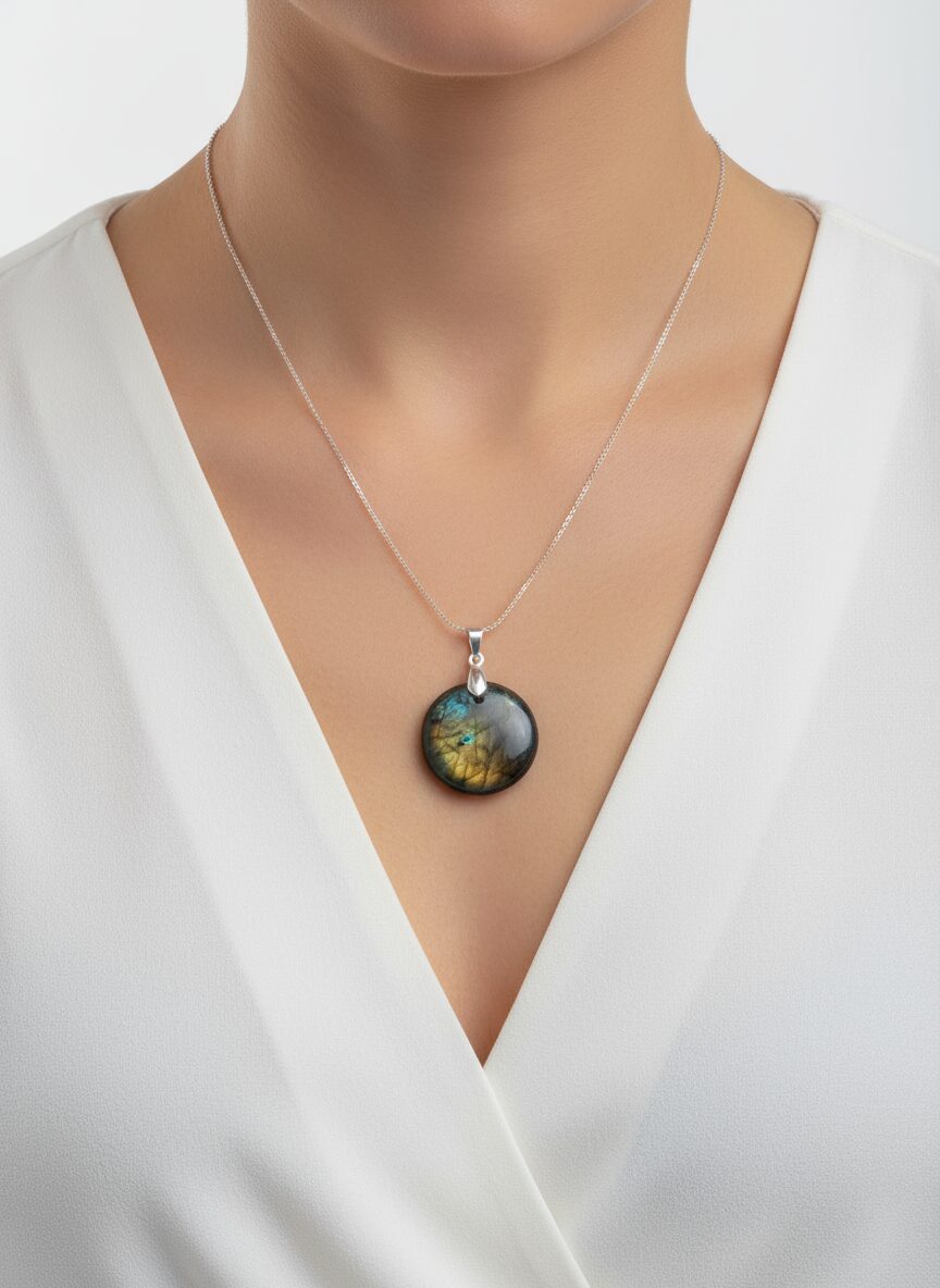 Spektrolith Anhänger Silber 925 – Edelstein mit schillerndem Farbspiel