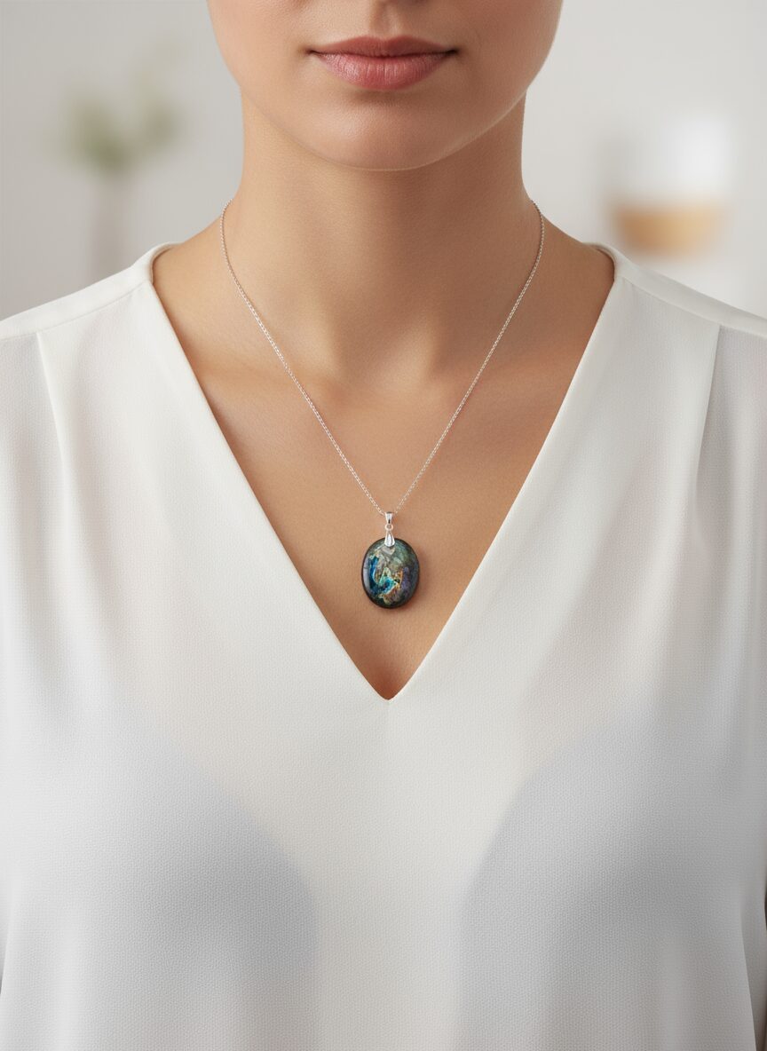 Spektrolith Anhänger Silber 925 – Schmuck mit schillerndem Farbenspiel